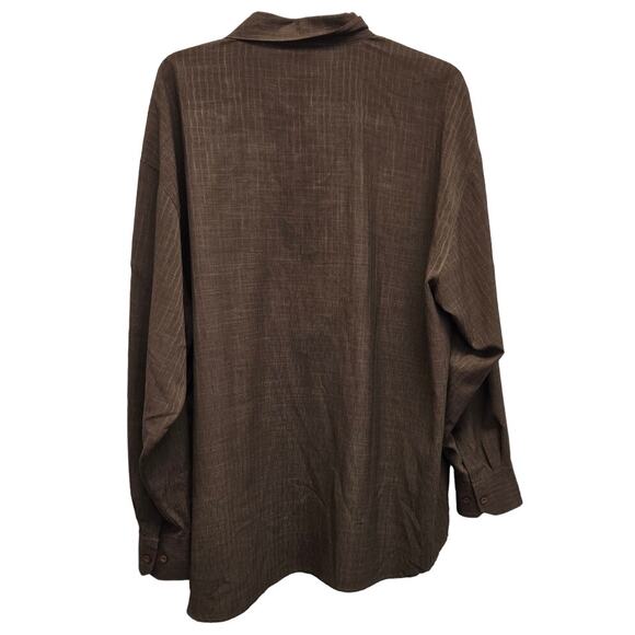 Visivo Mens 3XL 100% Polyester Textured Grid Long Sleeve Button Up Shirt - Picture 3 of 4